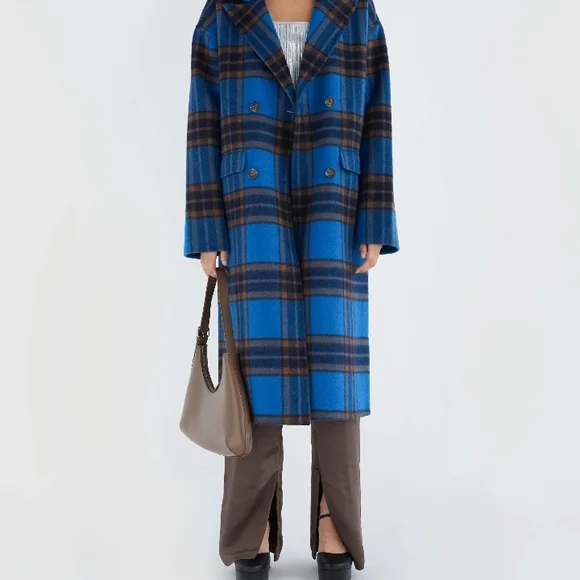 OAK + FORT oversized Plaid Wool Blend Coat - Picture 4 of 4